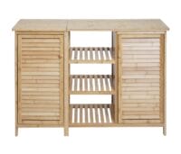 Badezimmerschrank Badschrank Badregal 2 Türen Bambus 87x99x33cm