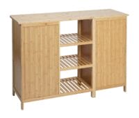 Badezimmerschrank Badschrank Badregal 2 Türen Bambus 87x99x33cm