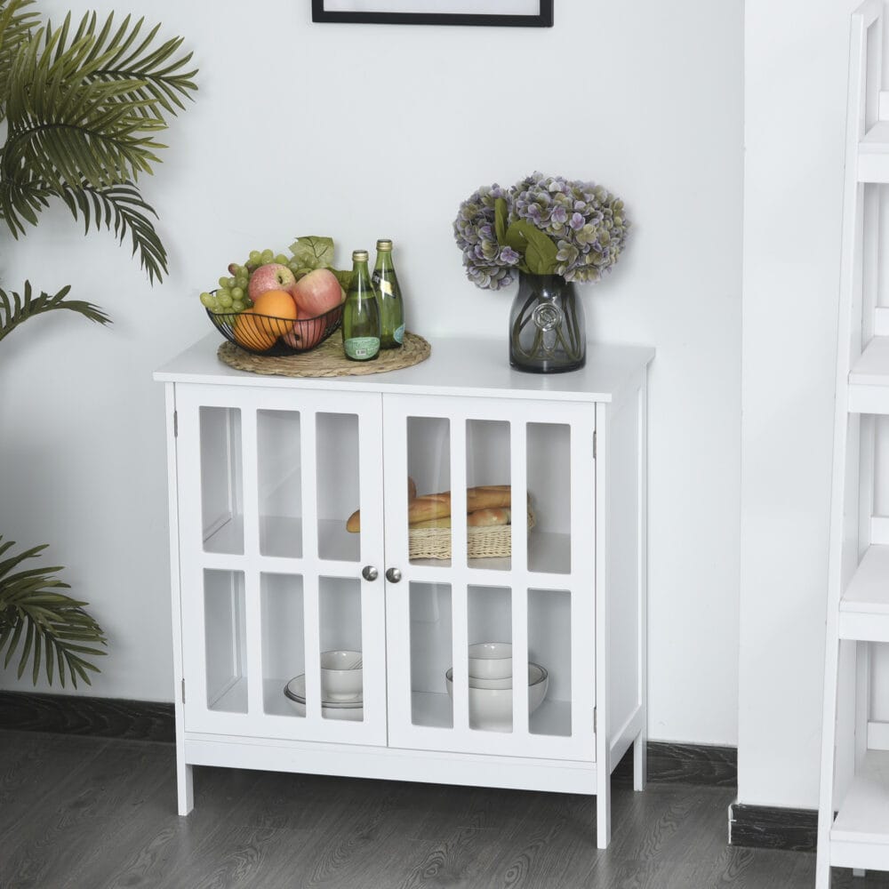 Badezimmerschrank Küchenschrank Vitrine mit 2 Türen 80 x 36 x 80 cm