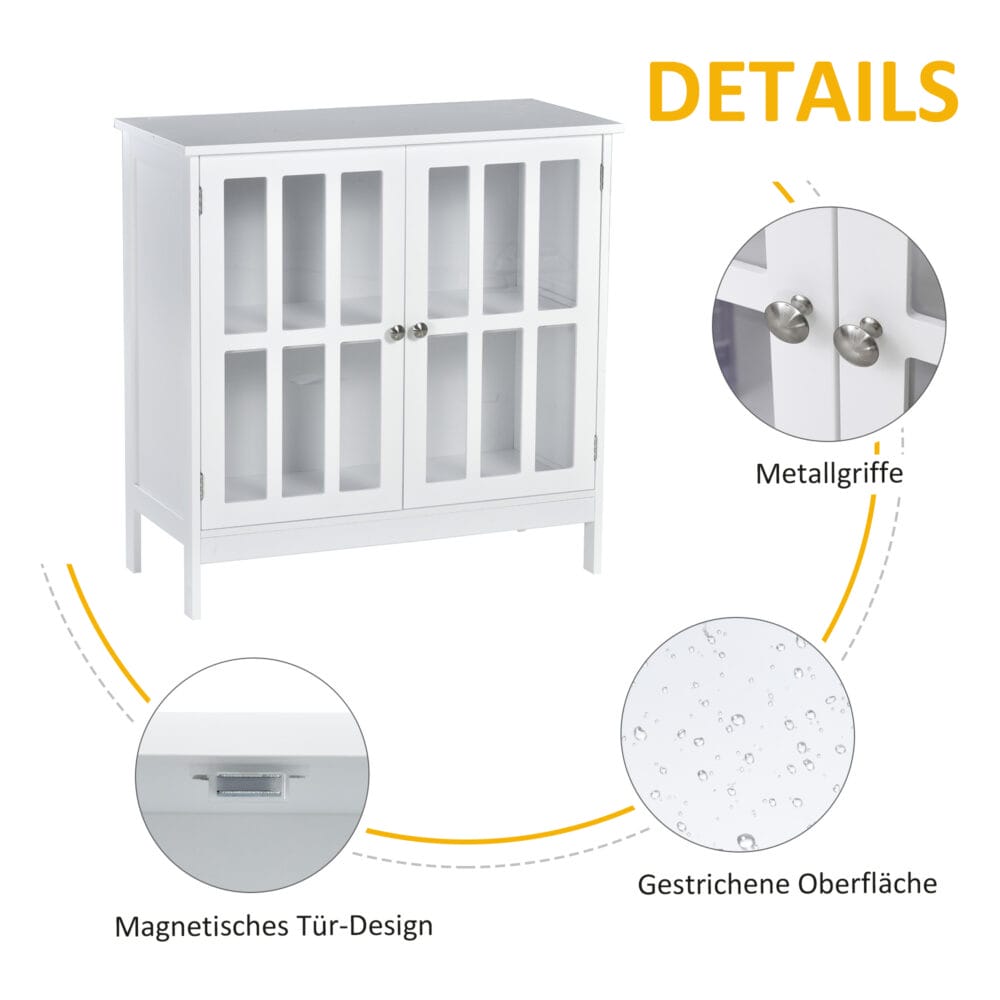 Badezimmerschrank Küchenschrank Vitrine mit 2 Türen 80 x 36 x 80 cm