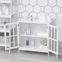 Badezimmerschrank Küchenschrank Vitrine mit 2 Türen 80 x 36 x 80 cm