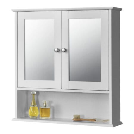 Badezimmerschrank Linz 58x56x13 cm mit Spiegel MDF Weiss