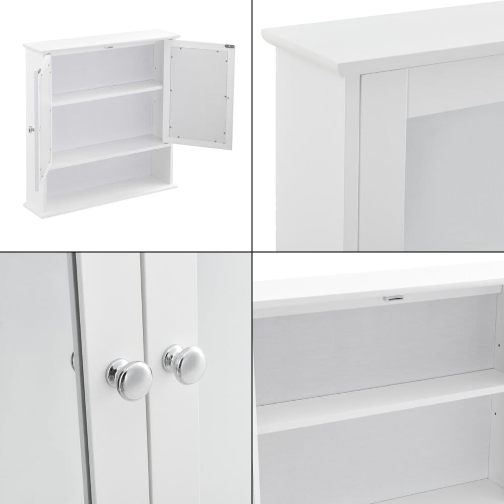 Badezimmerschrank Linz 58x56x13 cm mit Spiegel MDF Weiss