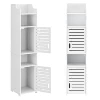 Badezimmerschrank Mora 135x32x32 cm mit 3 Ablagen WPC Weiss