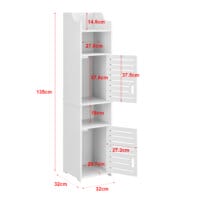 Badezimmerschrank Mora 135x32x32 cm mit 3 Ablagen WPC Weiss