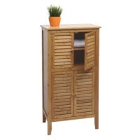 Badezimmerschrank Regal Kommode 4 Türen Bambus 100x50x30cm