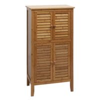 Badezimmerschrank Regal Kommode 4 Türen Bambus 100x50x30cm