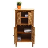 Badezimmerschrank Regal Kommode 4 Türen Bambus 100x50x30cm