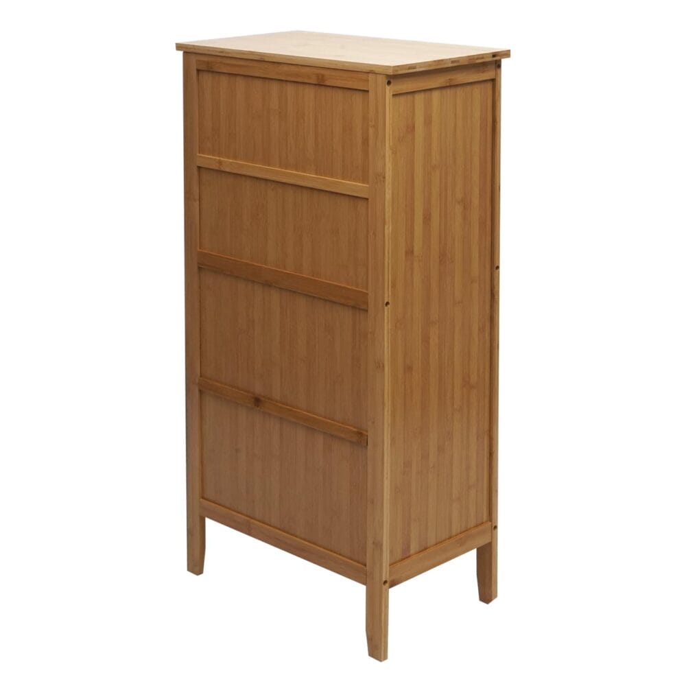 Badezimmerschrank Regal Kommode 4 Türen Bambus 100x50x30cm