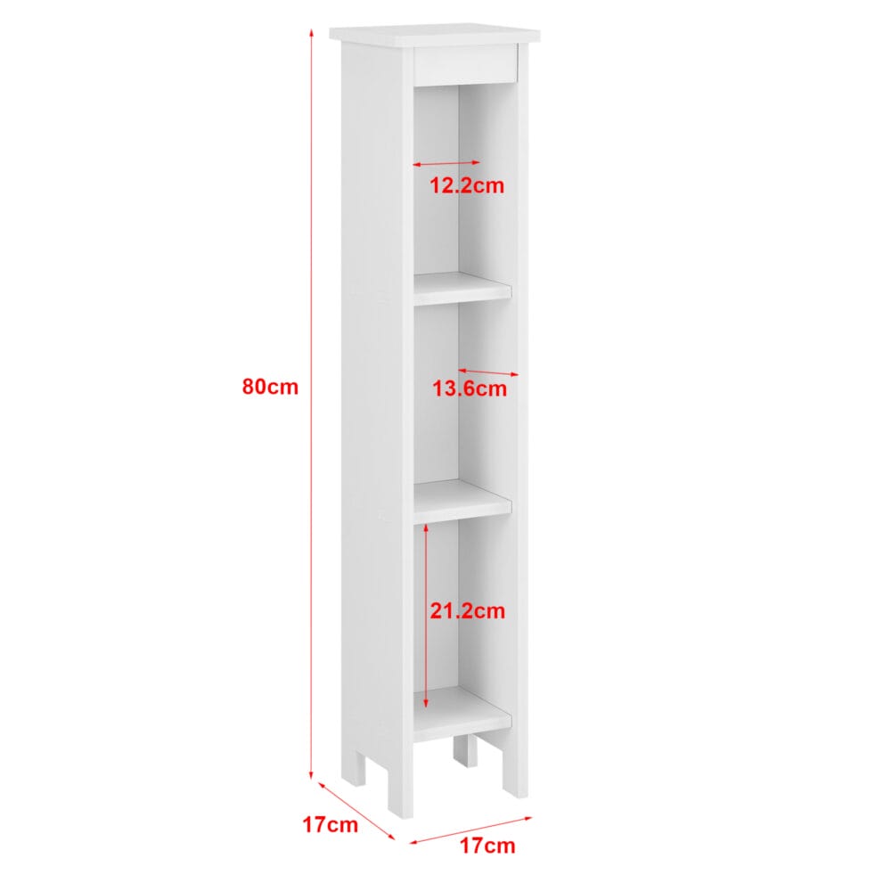 Standregal 80x17x17cm Weiss