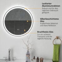 Badezimmerspiegel Badspiegel mit LED-Beleuchtung Ø60cm