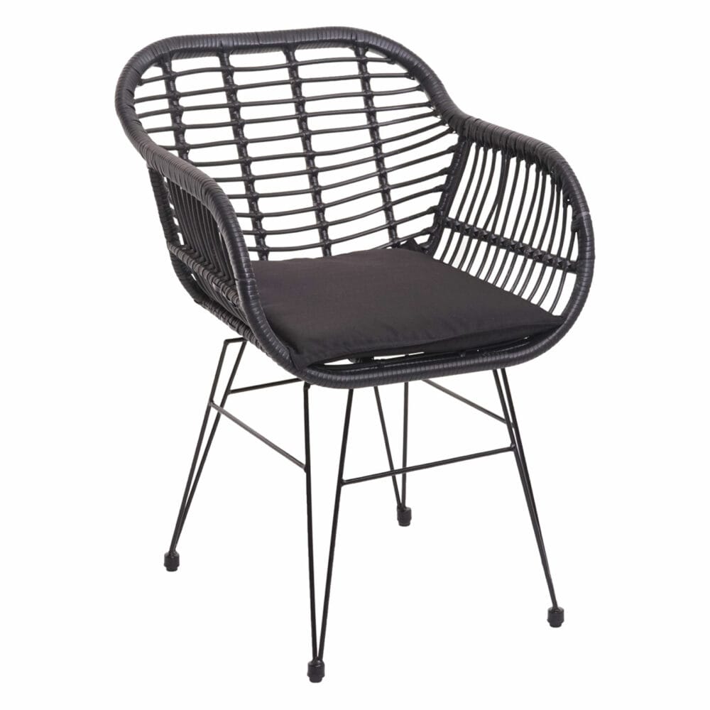 Balkon-Set Rattan 2x Stuhl und Tisch anthrazit