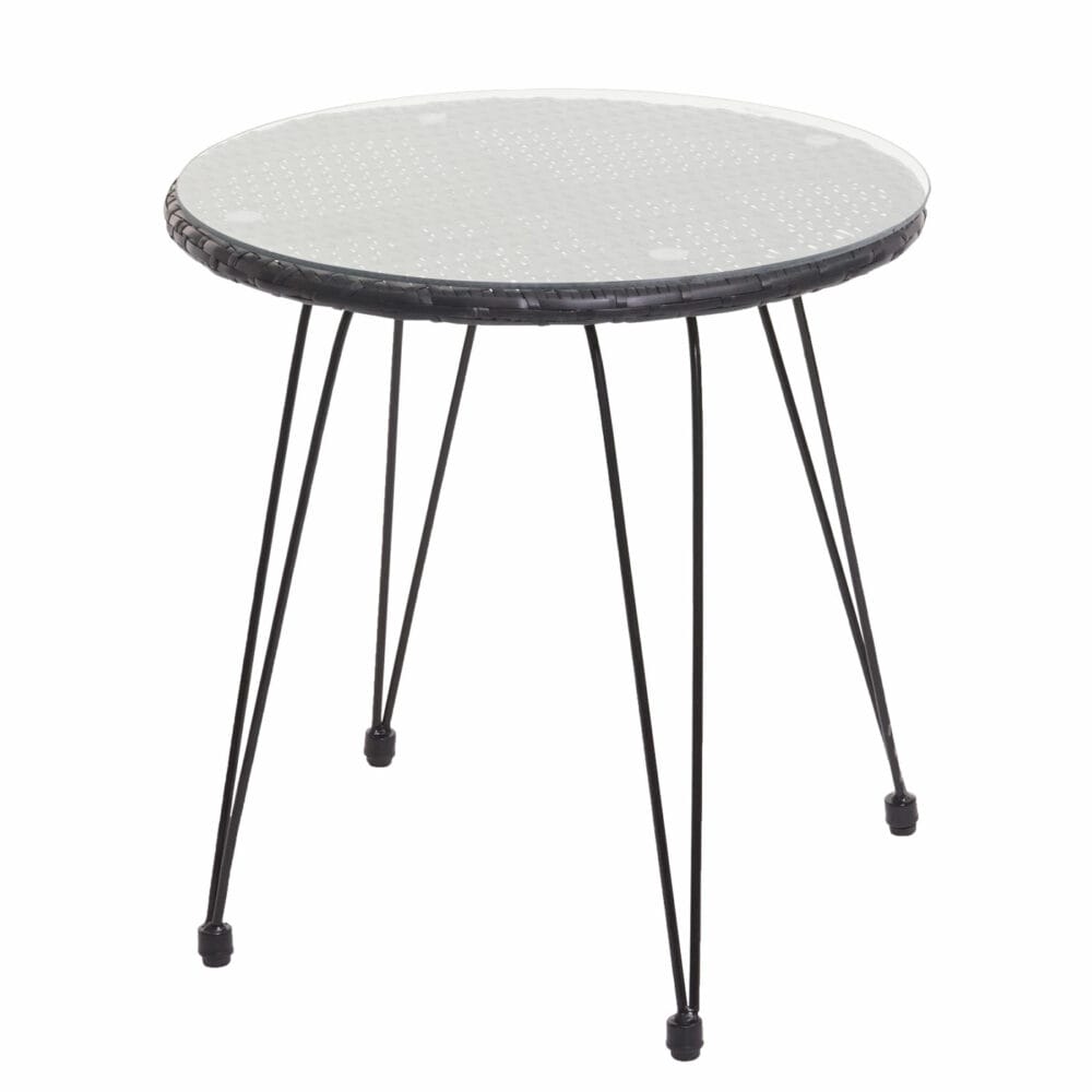 Balkon-Set Rattan 2x Stuhl und Tisch anthrazit