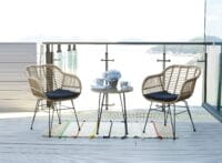 Balkon-Set Rattan 2x Stuhl und Tisch naturfarben