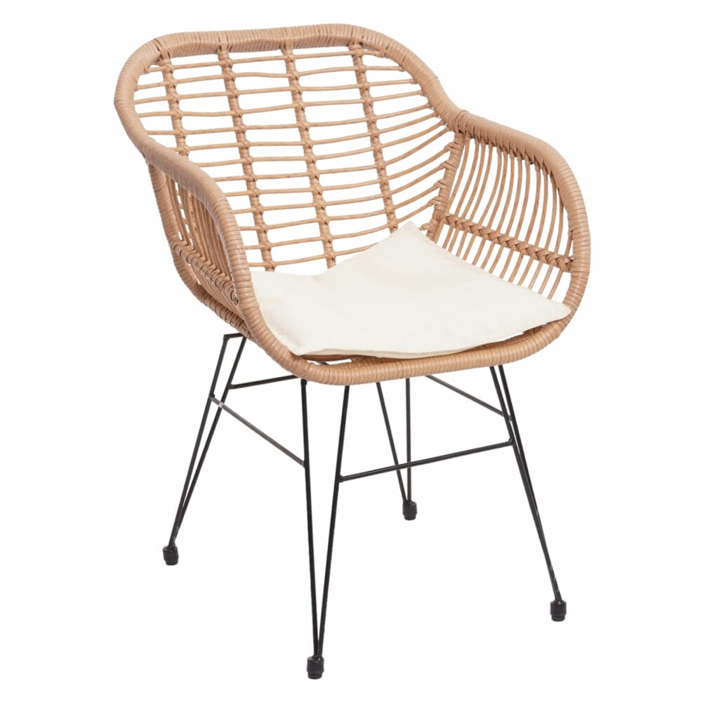 Balkon-Set Rattan 2x Stuhl und Tisch naturfarben