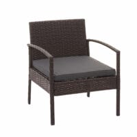 Balkon Sitzgruppe Poly-Rattan 7tlg. Garnitur-Lounge braun