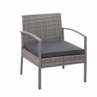 Balkon Sitzgruppe Poly-Rattan 7tlg. Garnitur-Lounge grau