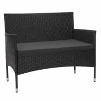 Balkon Sitzgruppe Poly-Rattan 7tlg. Garnitur-Lounge schwarz Kissen dunkelgrau