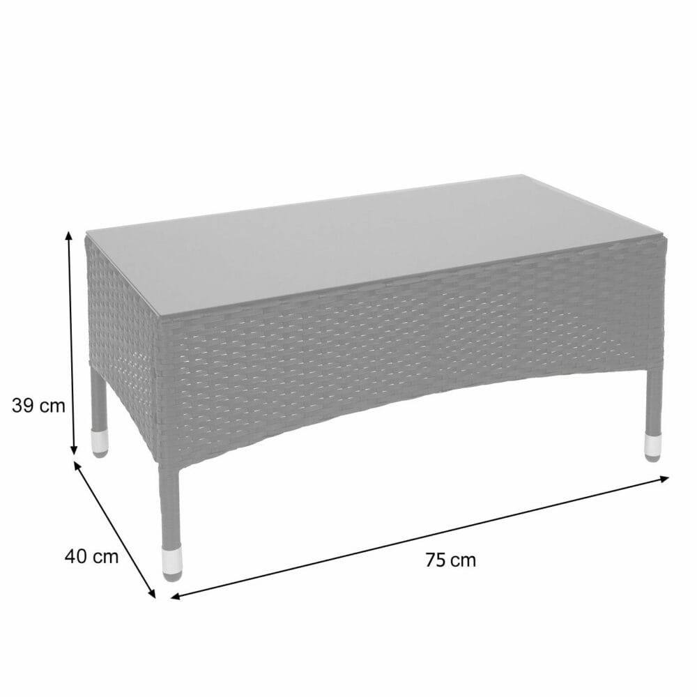 Balkon Sitzgruppe Poly-Rattan 7tlg. Garnitur-Lounge schwarz Kissen dunkelgrau