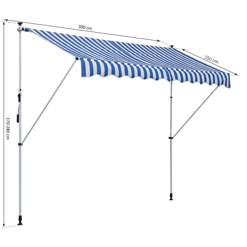 Balkonmarkise 300 x 150cm Grün Sonnenstore Teleskop