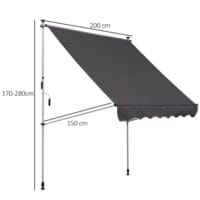 Balkonmarkise Sonnenstore Teleskop 200 x 150cm Grau