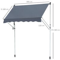 Balkonmarkise Sonnenstore Teleskop 300 x 120cm Grau