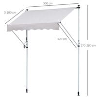 Balkonmarkise Sonnenstore Teleskop 300 x 120cm Grau