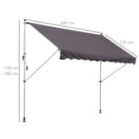 Balkonmarkise Sonnenstore Teleskop 300 x 150cm Grau