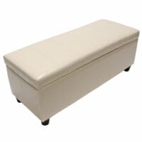 Bank MIT Aufbewahrung Kriens Leder 112x45x45cm creme