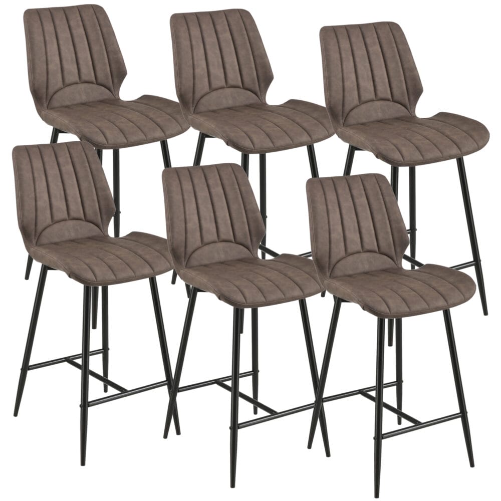 6er-Set Barhocker Östersund Dunkelbraun Wildlederimitat