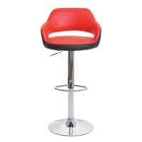 Barhocker Drehhocker mit Lehne Kunstleder rot-schwarz