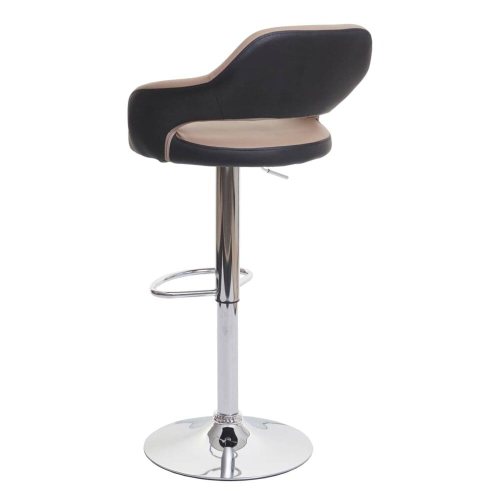 Barhocker Drehhocker mit Lehne Kunstleder taupe-schwarz