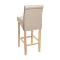 Barhocker Holz creme helle Beine Kunstleder