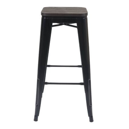 Barhocker Metall mit Holz-Sitzflächen Industriedesign ~ schwarz