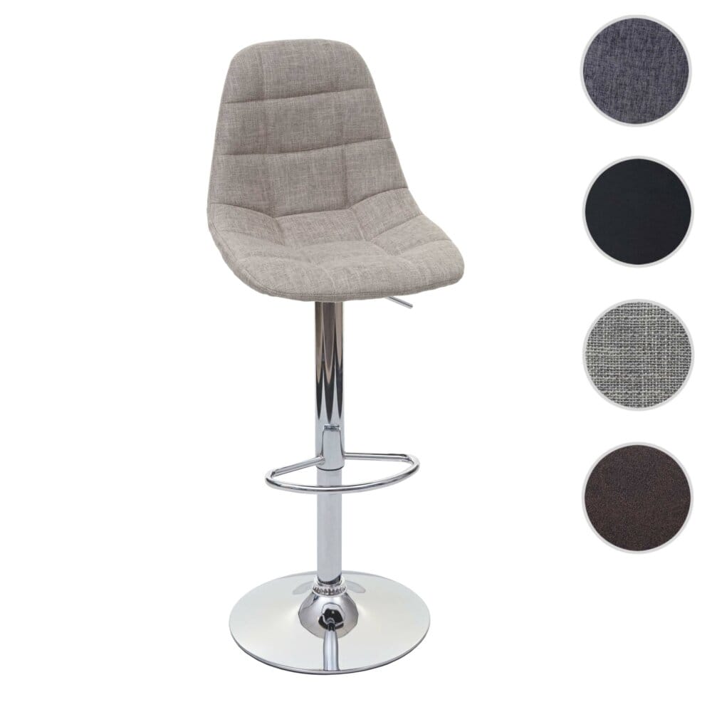 Barhocker Tresenhocker vintage creme-grau Stoff/Textil