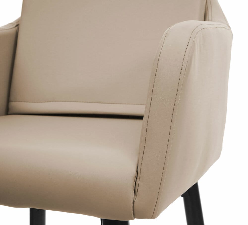 Barhocker mit Fussablage Metall - Kunstleder taupe-beige