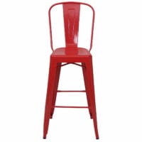 Barhocker mit Lehne Metall Industriedesign ~ rot