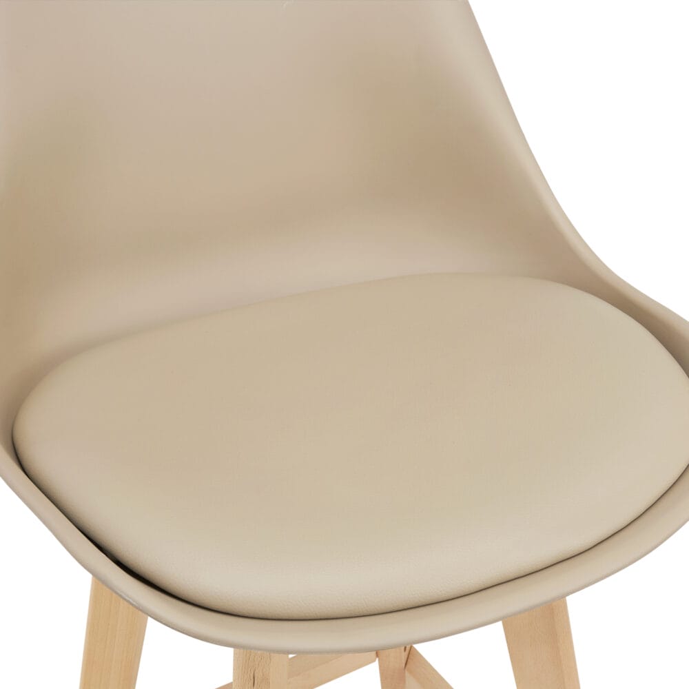 2er-Set Barhocker Barstuhl Lublin mit Rückenlehne Buche-Gestell Beige