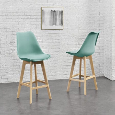 6er-Set Barhocker Barstuhl mit Rückenlehne Lublin Mintgrün