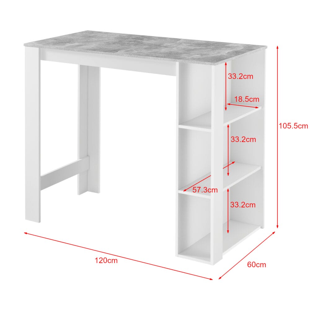 Bartheke Danderyd 120x60x106 cm Weiss/Betonoptik