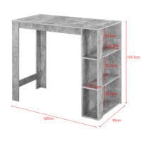 Bartheke Danderyd 120x60x106 cm mit 3 Ablageflächen Betonoptik