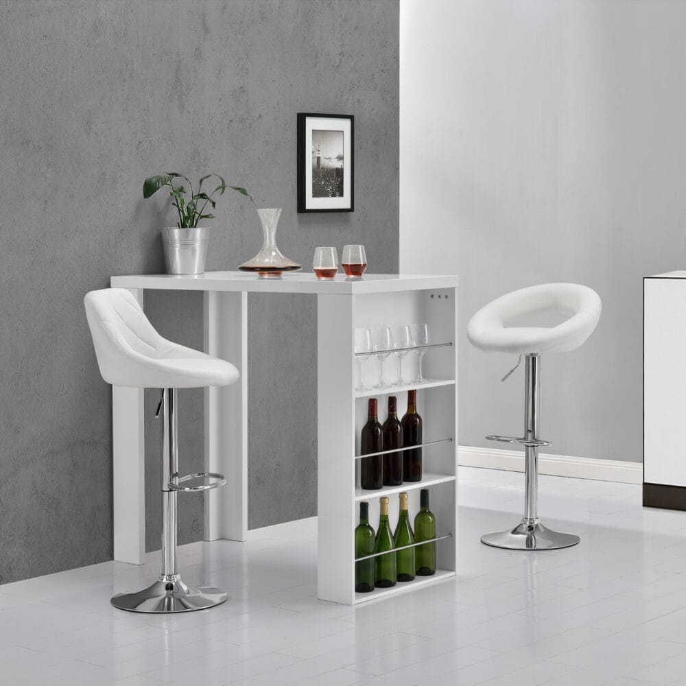 Bartisch Bonn 117 x 57 x 106,5 cm mit 3 Fächern Weiss