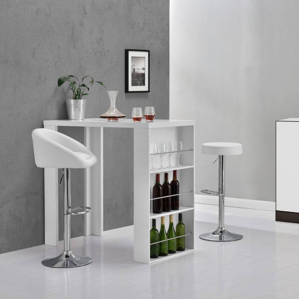 Bartisch Bonn 117 x 57 x 106,5 cm mit 3 Fächern Weiss