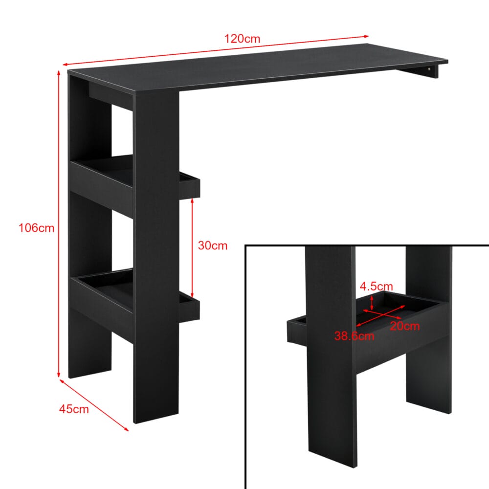 Bartisch Bromölla 120x45x106 cm Schwarz