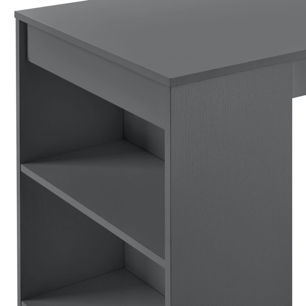 Bartisch Kouvala 110x50x103 cm Hausbar mit 3 Fächern Dunkelgrau