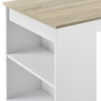 Bartisch Kouvala 110x50x103 cm Hausbar mit 3 Fächern Weiss/Eichenoptik