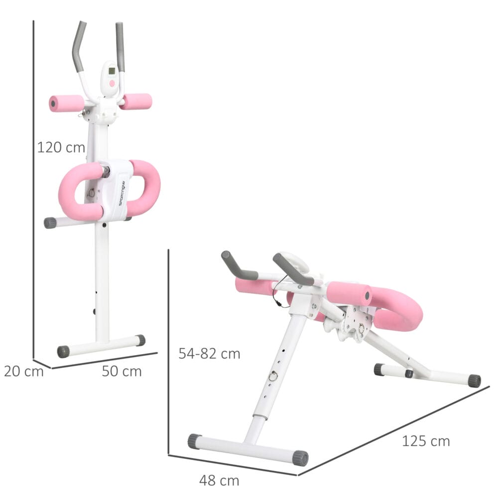 Bauchtrainer Faltbarer AB Trainer Höhenverstellbarer Weiss Rosa