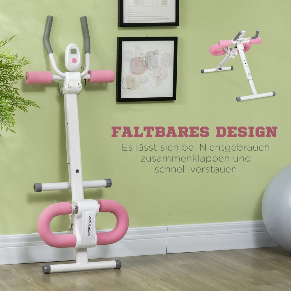 Bauchtrainer Faltbarer AB Trainer Höhenverstellbarer Weiss Rosa
