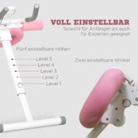 Bauchtrainer Faltbarer AB Trainer Höhenverstellbarer Weiss Rosa