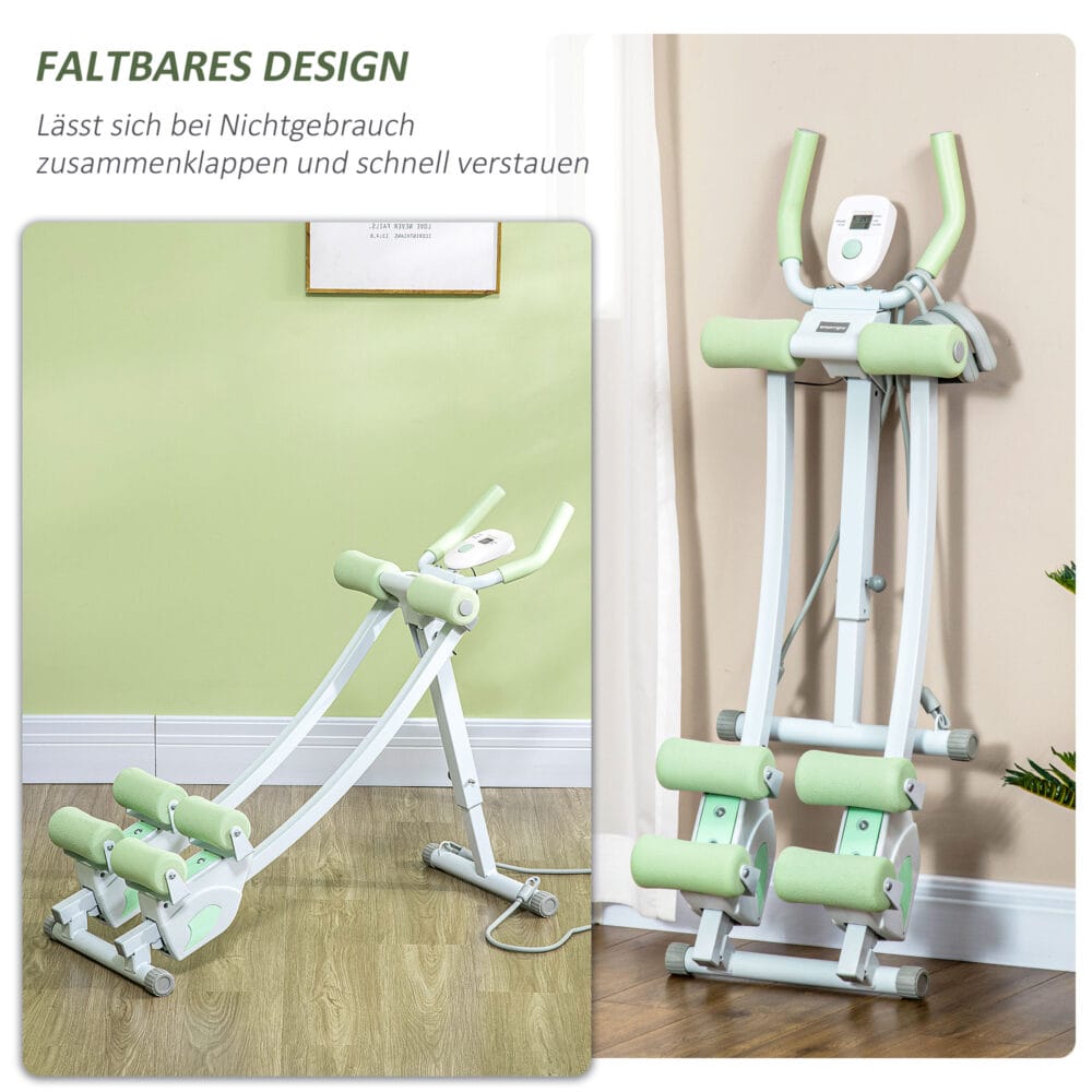Bauchtrainer Faltbarer Bauchmuskeltrainer AB Trainer Weiss Grün